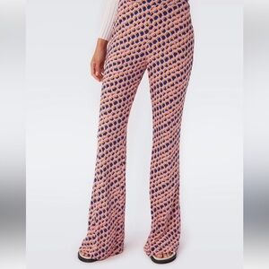 Diane Von Furstenberg Pink and Blue Wide Leg Pants